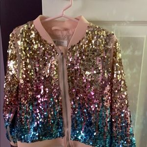 Girls sequin bomber.